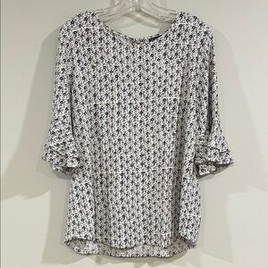 Adrianna Papell - xl, Black and White Dainty Floral Blouse